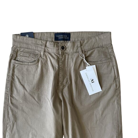 American Heritage Men's Khaki Trouser Pants Size 32 Slim Fit Stretch Beige NEW - Picture 3 of 15